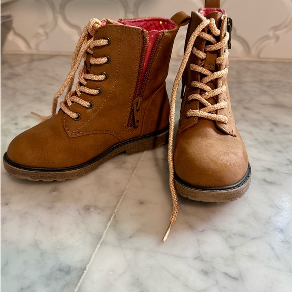 Cat & Jack Toddler Boots - Size 8 - Brown with Pinkish Gold Glitter Laces - Picture 1 of 8